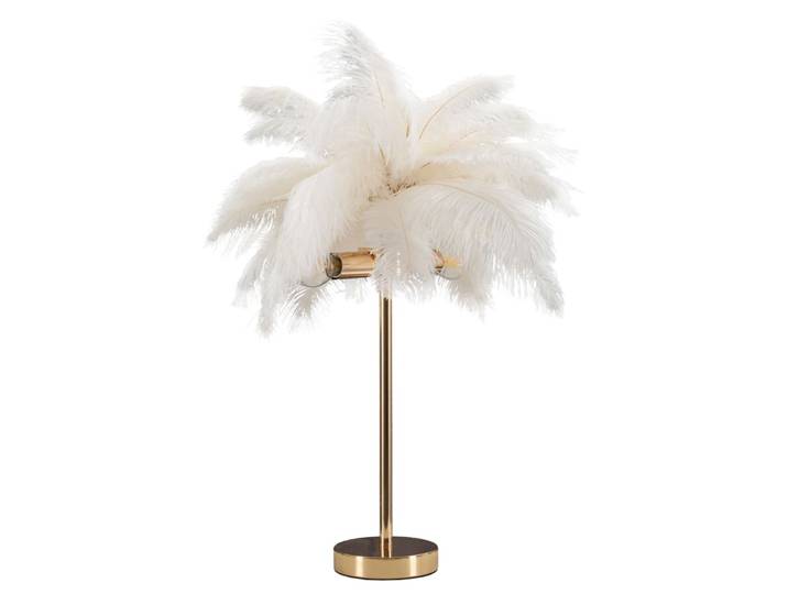 Lampe de table en plumes blanches, ø 40x55 cm