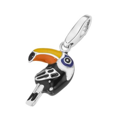Charm-Einhänger "Tukan, Silber 925", bunt, GIORGIO MARTELLO MILANO, Charms, Damen, Silber 925 (Sterlingsilber)