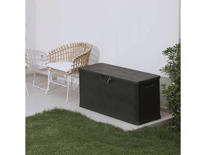 Coffre de jardin 280L en résine effet bois - WOODY'S - Anthracite