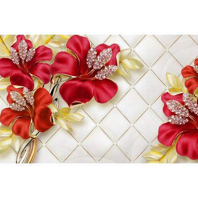 Fototapete PAPERMOON "Muster mit Blumen", bunt, B:2,5m L:1,86m, Vlies, Tapeten
