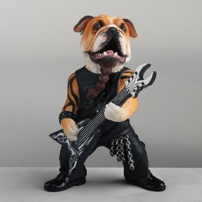 Veronese Design 4.72 inches Height Polyresin Braided Djinn Bulldog Guitarist Multicolor Finish Figurine