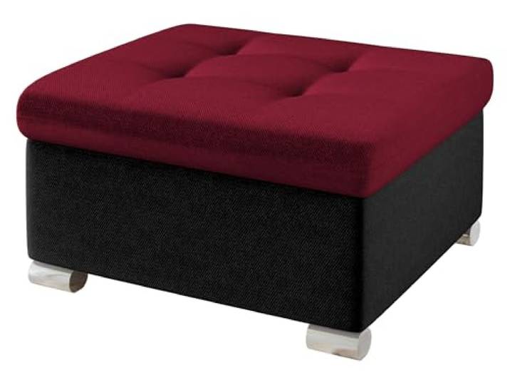 Mirjan24 Hocker Niko Klein mit gestepptem Sitz (Kronos 07 + Kronos 02) Kompakter quadratischer Sitzhocker in klassischer Form mit gesteppter Sitzfläche und verchromten Füßen