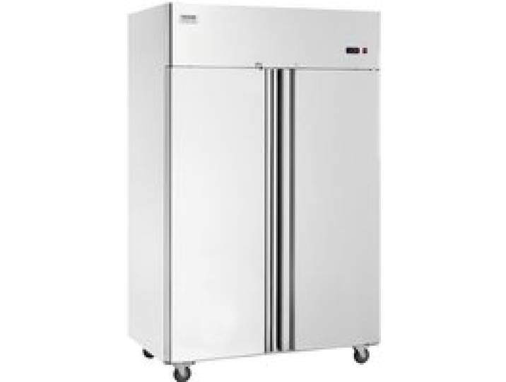 VEVOR Gewerbekühlschrank 1100 L, 2 Türen, Edelstahl-Kühlschrank mit automatischer Abtauung, 6 Ablagen, Temperaturregelung von -2 bis + 8 °C und 4 Rädern