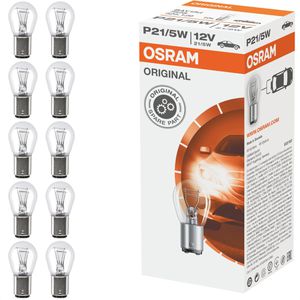 OSRAM Auto-Lampe Original Line, P21/5W, 12 V / 21 Watt, Glühbirne, 10 Stück