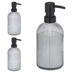 Relaxdays Glas Seifenspender 3er Set Schwarz