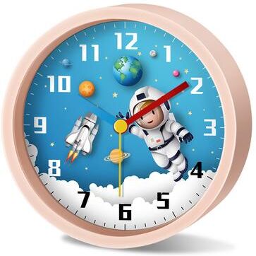 Daily Discovery Astronaut Planet Kids Alarm Clock Silent Non Ticking Cartoon Bedside Desk Clock For Children nza322 Pink