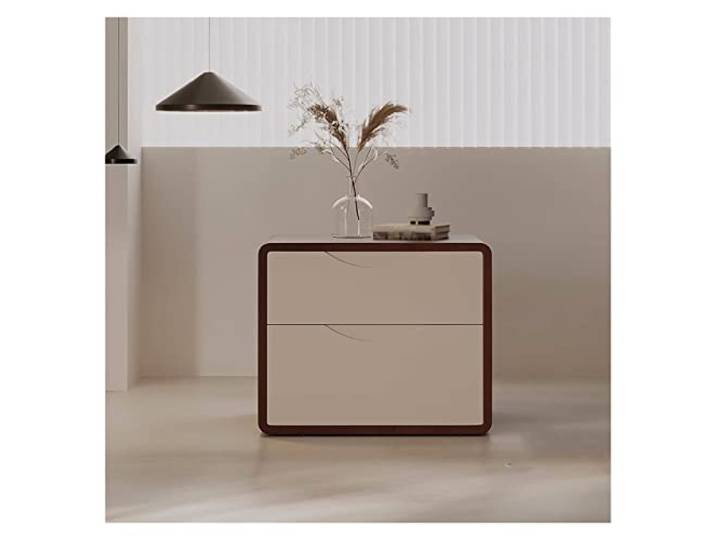 YCCHAH Bett mit Stauraum Kreativer, minimalistischer Nachttisch for den Innenbereich, Schlafzimmer-Schließfach, Nussbaumfurnier-Design, doppelschichtiger Aufbewahrungs-Nachttisch Desktop