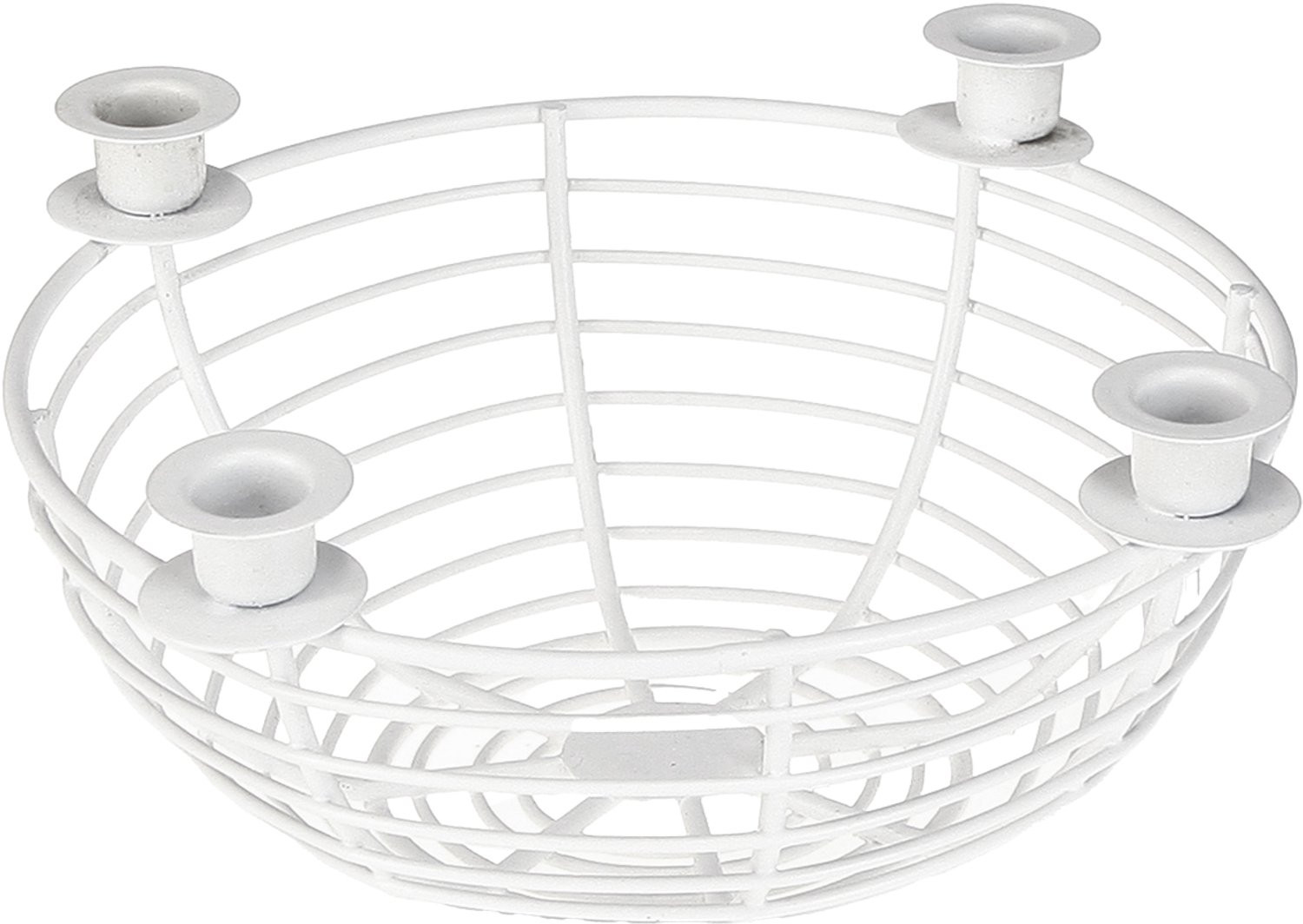 Posiwio Kaarshouder in witte decoratieve metalen schaal Ø14cm H7cm
