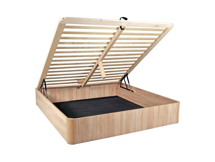 Lit coffre avec effet bois clair 140x190 cm
