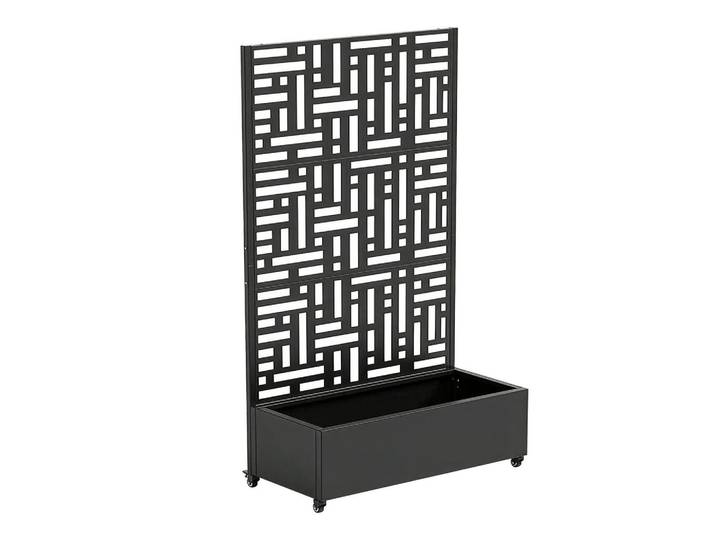 casa.pro Blumenkasten mit Trennwand Bernalda, Schwarz, Metall, Rechteckig, 120x186x40 cm, Dekoration, Blumen & Blumentöpfe, Übertöpfe