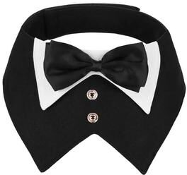 Uplift Essentials Premium Dog Tuxedo Bandana Formal Wedding & Party Bow Tie Collar black m