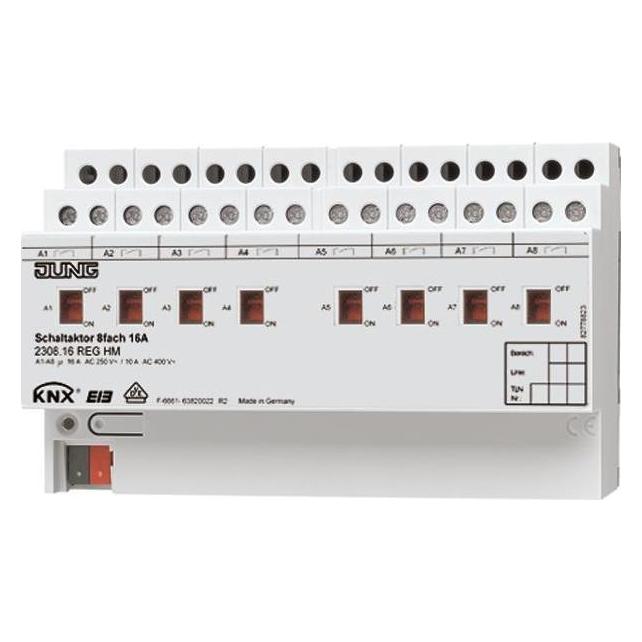 JUNG Schaltaktor 2308.16REGHM KNX 8fach (Schaltaktor) (2308.16REGHM)