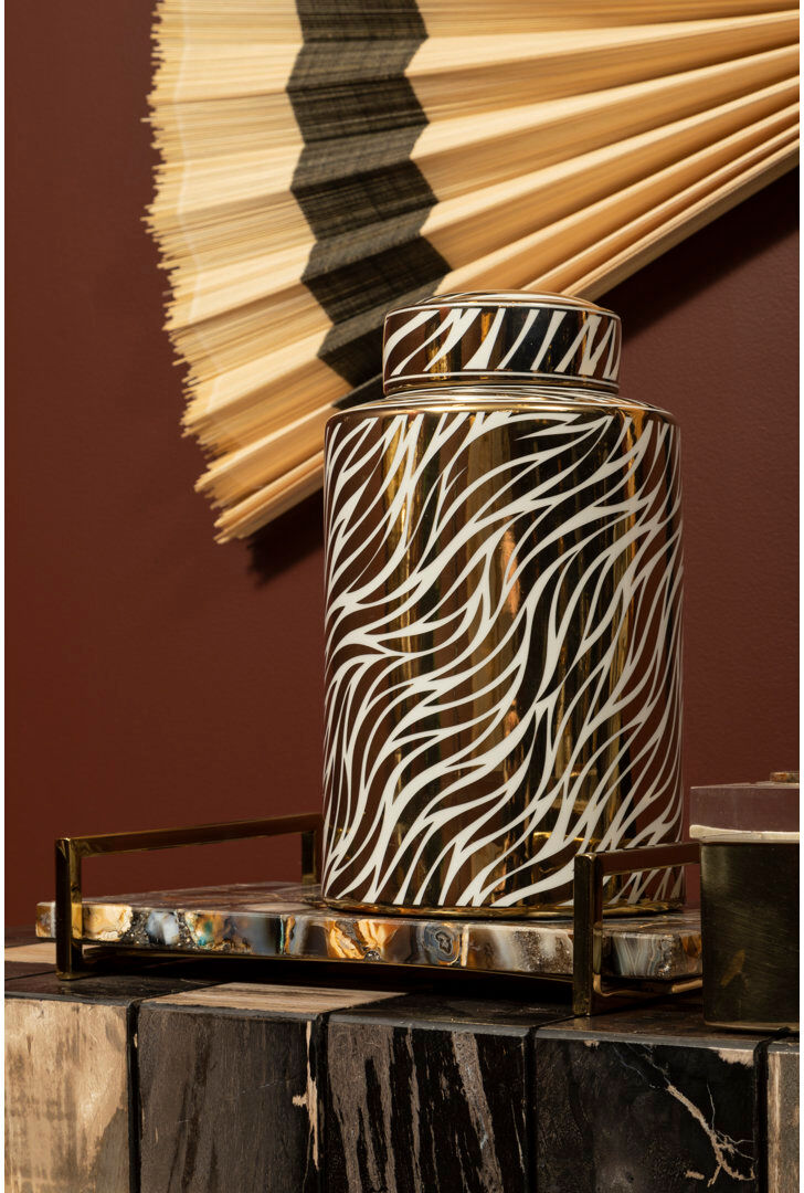 Canora Grey Ameliyah Decorative Jar 1 White;Gold 30 H x 18 W x 18 D cm