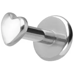 Titan Labret mit Innengewinde + 925er Silber Aufsatz HERZ