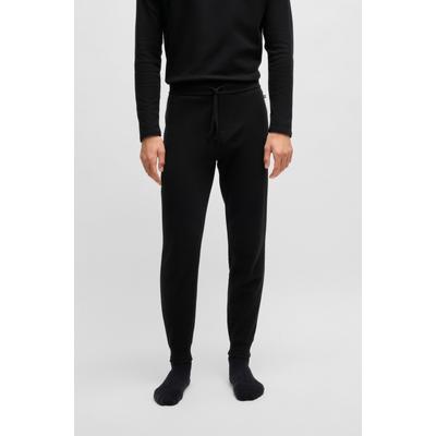 Pyjamahose BOSS "Waffle Pants Cuf", Herren, Gr. S, N-Gr, schwarz, Jersey, Obermaterial: 60% Baumwolle, 40% Polyester, unifarben, lang, Hosen Pyjamahose