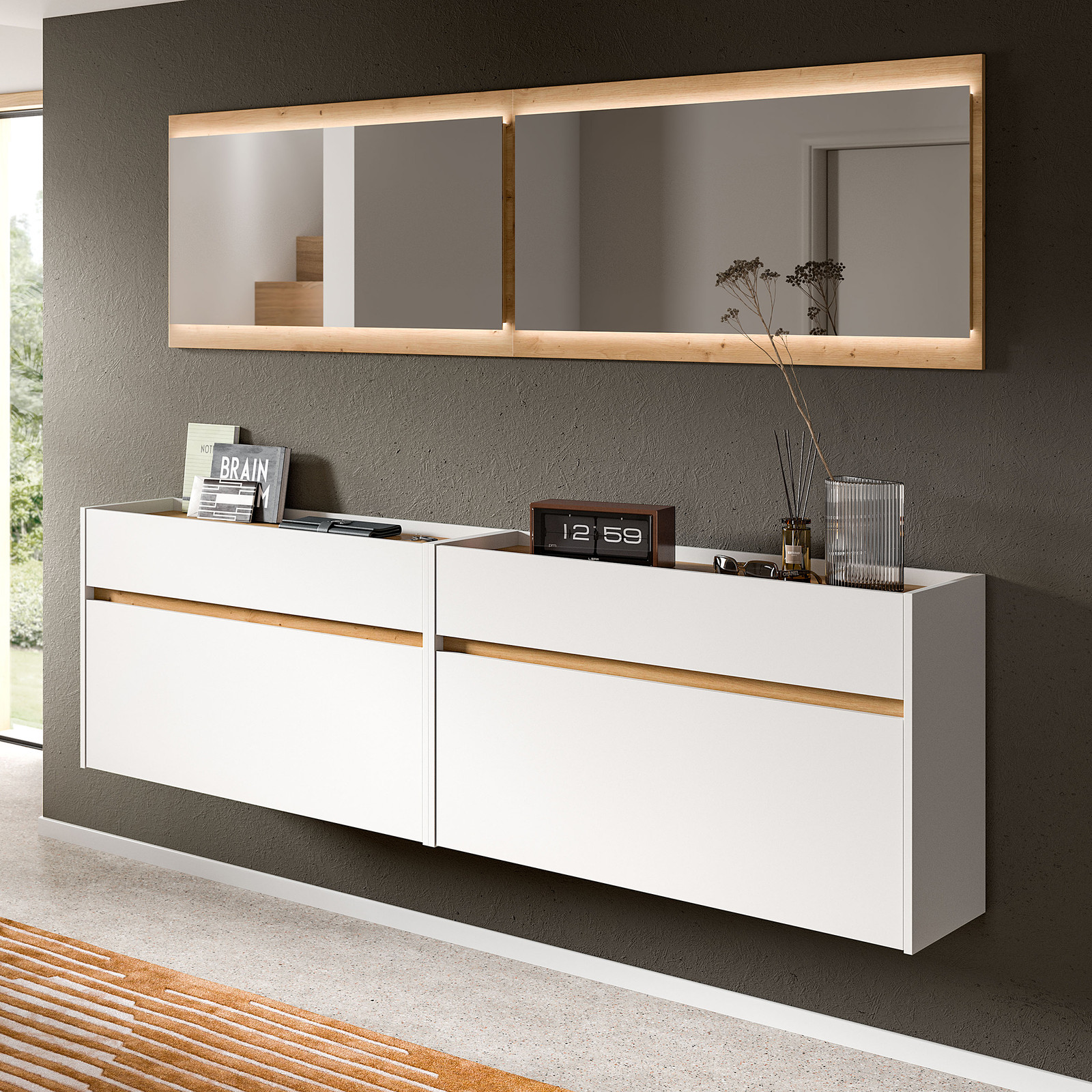 Drive garderobe opstelling D3 met LED-verlichting wit