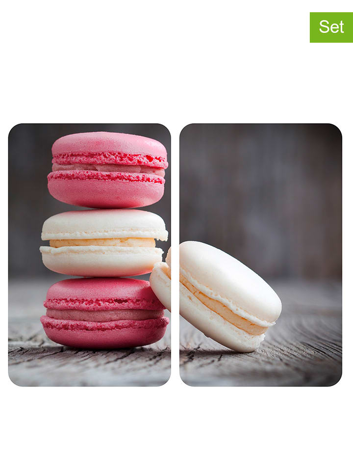 Wenko 2er-Set: Herdabdeckplatten "Macarons" in Grau/ Pink - (L)30 x (B)52 cm - onesize