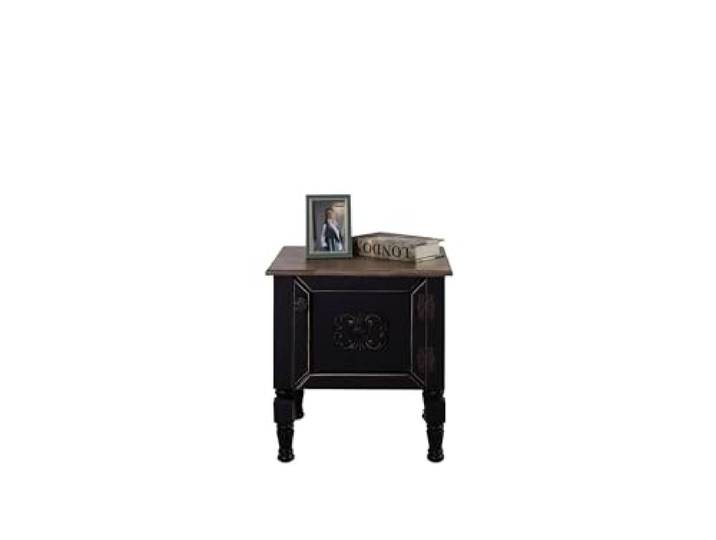 Hanah Home Eleganter schwarzer Nachttisch, 50 x 40 x 52 cm 100% MDF mit Fichtenplatte und Beinen aus Hainbuche Traditionelles amerikanisches Design für Moderne Schlafzimmer