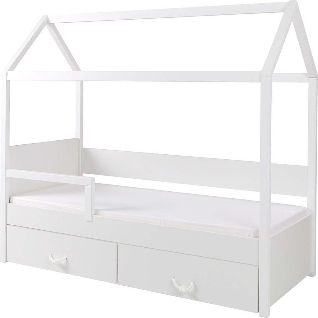 MIRJAN24 Kinderbett Ofelia II, Bett mit Lattenrost und zwei Bettschubladen (Farbe: Weiß, Größe: 80x180)