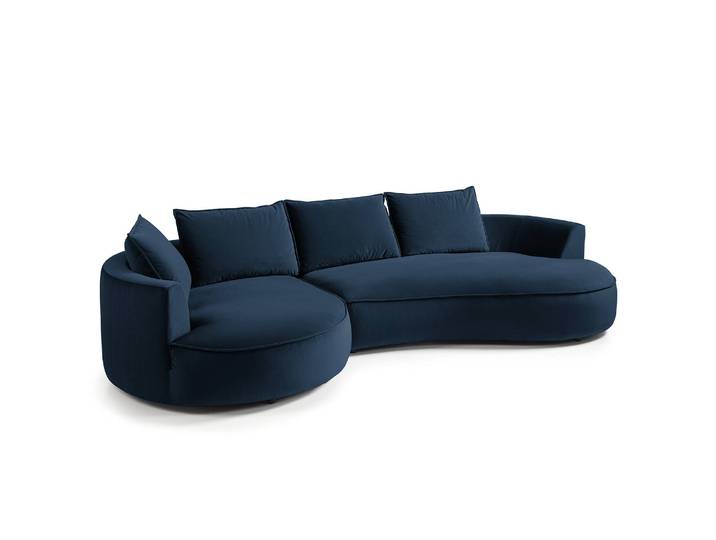 Bigsofa Blau Samt Shyla 322 x 82 x 154cm Ausrichtung links Modern