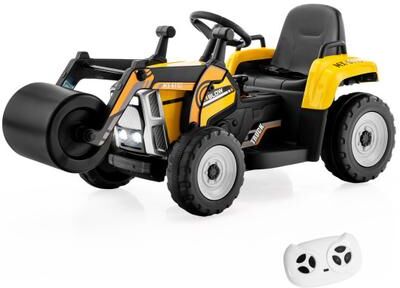 Costway 12V Kids Ride on Road Roller with 2.4G Remote Control-Yellow
