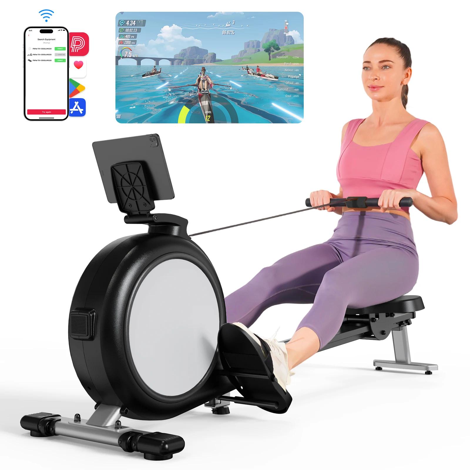 Rudergerät für Zuhause - R1 Rudergerät - Magnetbremse 32 Stufen - Klappbar - Leise - Bluetooth App & LCD-Display - Mit Lautsprecher - Silber
