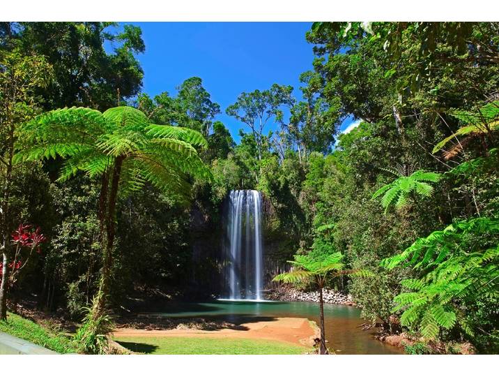 Fototapete PAPERMOON TASMANIEN LAGUNE MIT WASSERFALL , bunt, B:2,5m L:1,86m, Vlies, Tapeten, Fototapete