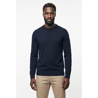 Strickpullover BOSS ORANGE "Avac", Herren, Gr. 3XL, blau (dunkelblau404), Strick, Obermaterial: 50% Schurwolle, 50% Polyacryl, unifarben, regular fit normal, Rundhals, Bündchen, Pullover Strickpullover, mit Schurwolle, Regular Fit, gesticktes Logo