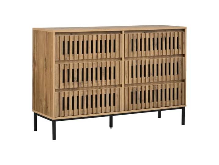 Sideboard 120x40x81cm mit 6 Schubladen Gitterdesign MDF + Spanplatte, robust, 6 Schubladen mit Gleitschienen, Gitterdesign, 120 x 40 x 81 cm, Traglast 50 kg