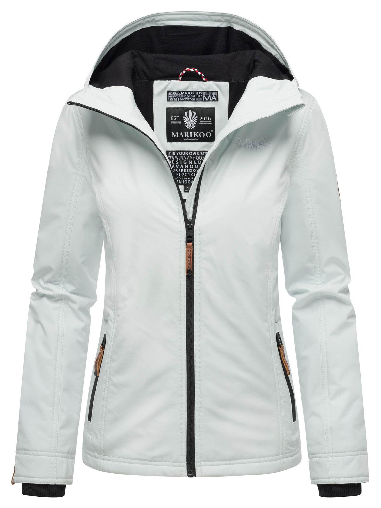 Marikoo Damen Übergangsjacke leichte wind- und wasserabweisende Jacke mit Kapuze Iceblue