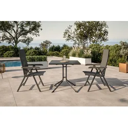 KETTLER Boulevard/Basic Plus Balkon-Set, anthrazit, Alu/KETTALUX/Textilene, Klapptisch 80 x 80 cm, 2 Klappstühle