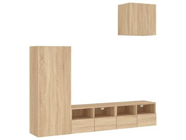 GKHPYURE TV-Möbel zur Wandmontage, 4 Stück, Sonoma-Eiche, Holz Platzsparendes Design, große Aufbewahrung, 4-teiliges Set, Wandmontage, vielseitig für Büro