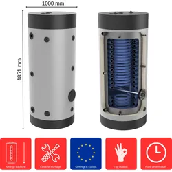 Wärmepumpenspeicher 750 Liter WPS-2-750 Solarspeicher Warmwasserspeicher Boiler