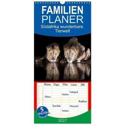 Familienplaner 2027 - Südafrika wunderbare Tierwelt mit 5 Spalten (Wandkalender, 21 x 45 cm) CALVENDO
