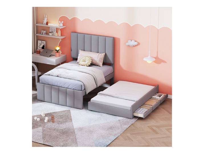 Odikalo Polsterbett Ausziehbett Kinderbett Jugendbett Schubladen 90/140x200cm Mehrfarbig