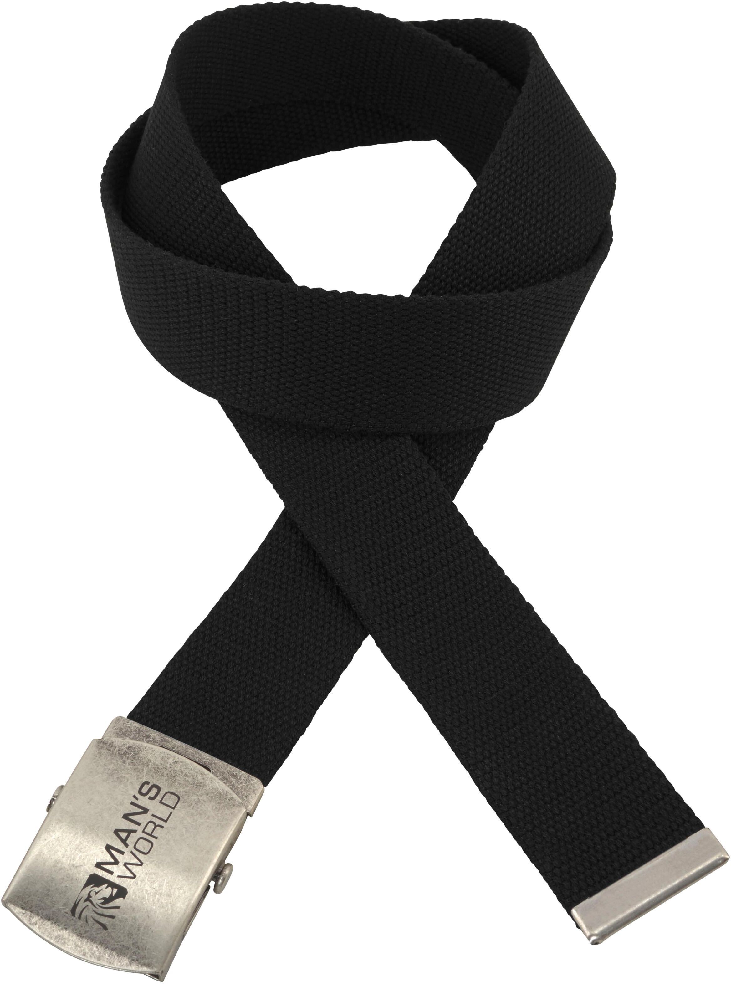 Stoffgürtel MAN'S WORLD, Herren, Gr. 95, schwarz, Web, Materialmix, unifarben, Gürtel Stoffgürtel, aus Textilband im zeitlosen Design - NEUE FARBE im used Look schwarz 95