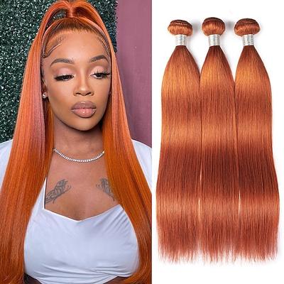 brasilianisches Haar, menschliches Haar, rotes glattes Haar, 3 Bündel, menschliches Haar, orange Farbe, 12-28 Zoll