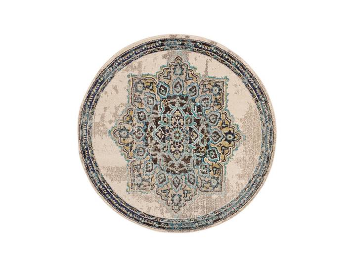 Kunstloft Teppich Casa Beige ø 120 cm rund, Kunststoff, Grafikmuster, Rund, 120x1 cm, wasserabweisend, Teppiche & Böden, Teppich