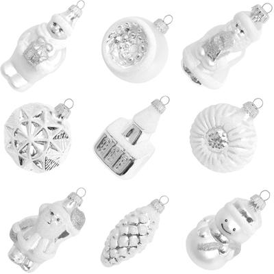 Christbaumschmuck KREBS GLAS LAUSCHA "KGL03402", silber (silberfarben), B:4cm H:3cm T:7cm, Glas, Weihnachtsbaumschmuck, Formen- & Figuren-Set aus Glas