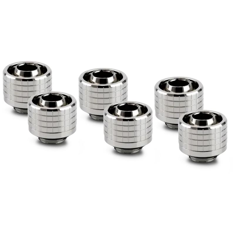Thermal Grizzly DeltaMate Kompressions-Fitting, Messing - Gloss Nickel, ST16, 6er-Pack