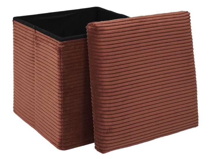 Pouf cotelé Scott carré Terracotta - Basika