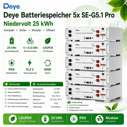 Deye  LV  Batteriespeicher  SE-G5.1  Pro-B  Niedervolt  Set  25.5  KWh  LiFePO4