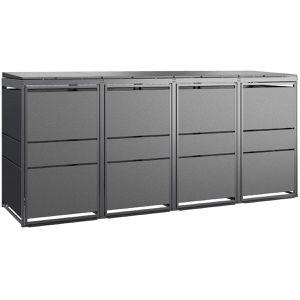 MBOX24 Mülltonnenbox Modern, Metall, für 4 Mülltonnen bis 240 Liter