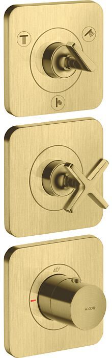 Hansgrohe Fertigmontageset 36704950 UP-Thermostatmodul 380/120, mit Rosetten, brushed brass