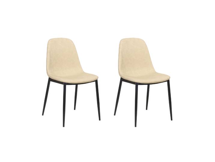 Esszimmerstuhl Leder CHAD 2er Set beige