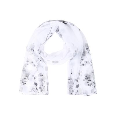 Modetuch LAURA SCOTT, Damen, weiß, grau, Web, Polyester, bedruckt, geblümt, gemustert, leicht durchscheinend, leicht transparent, Modetücher, geblümtes Muster, aus Webmaterial, leicht transparent