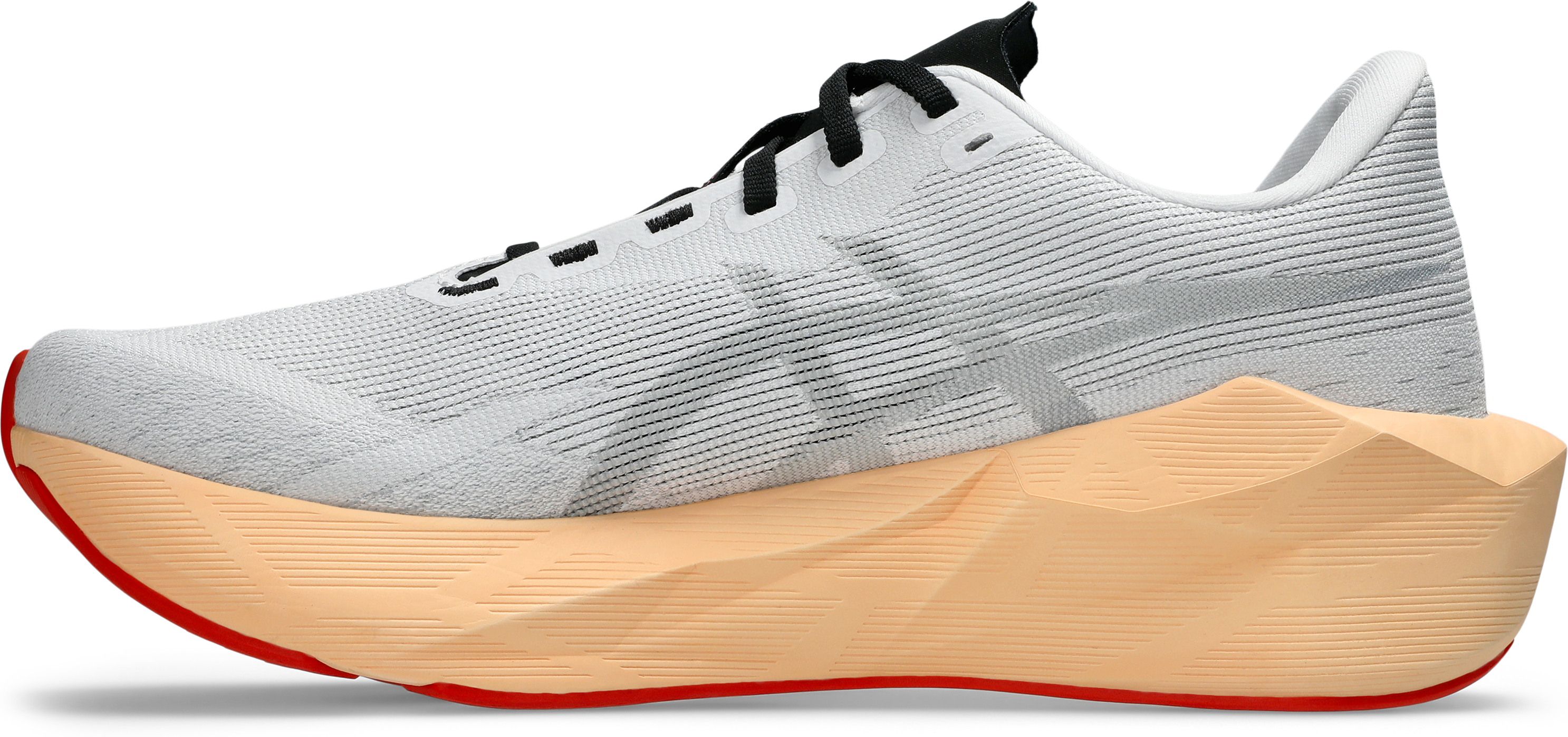 Laufschuh ASICS "NOVABLAST 6", Herren, Gr. 48, weiß, orange glow, Synthetik, Schuhe Laufschuh, für hervorragende Energierückgabe und mehr Traktion