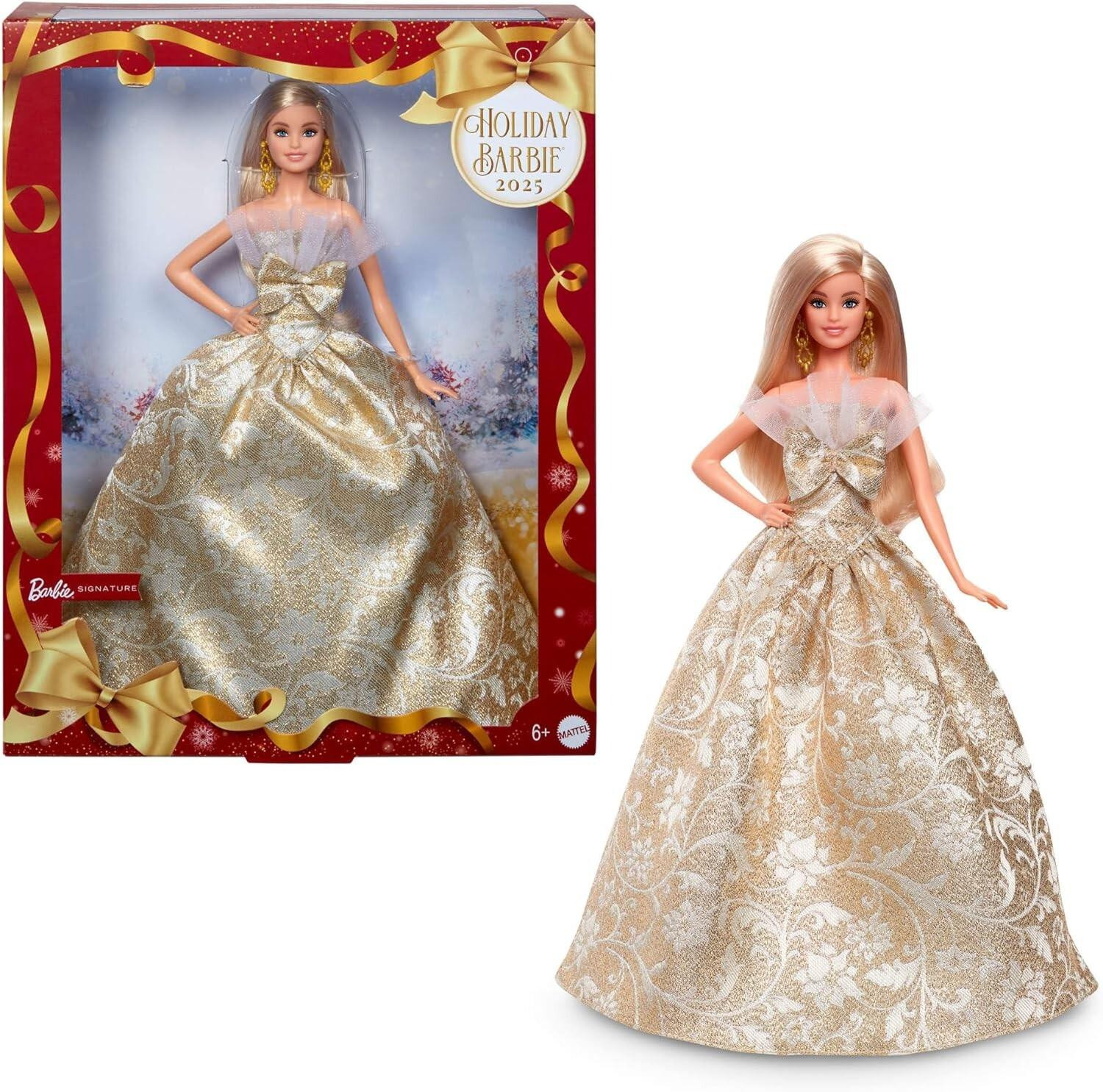 Mattel Barbie Holiday 2025 Collector Pop met Gouden Jurk en Presentatieverpakking