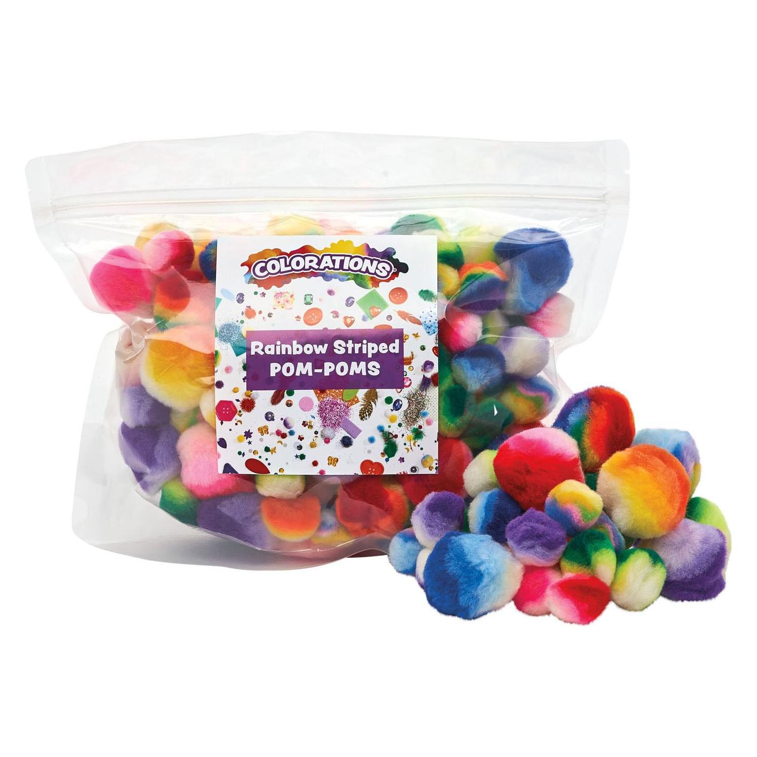 Colorations Regenbogen-gestreifte Pompons, 180 Stück. (180 Stk.) (44429001)