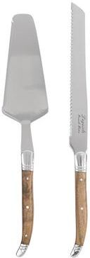 French Home Laguiole 2-Piece Olive Wood Cake Knife and Pie Lifter Set